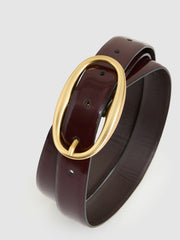 Patent Leather Oval Buckle Belt Oxblood | Womens