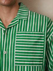 | Ché Poplin Stripe Pocket Shirt Bright Green/White | Mens
