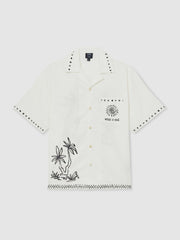 | Ché Cotton-Linen Palm Shirt White | Mens