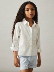 13-14 yrs Linen Roll-Cuff Shirt Ivory | Children