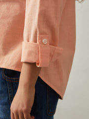 13-14 yrs Linen Roll-Cuff Shirt Peach | Children