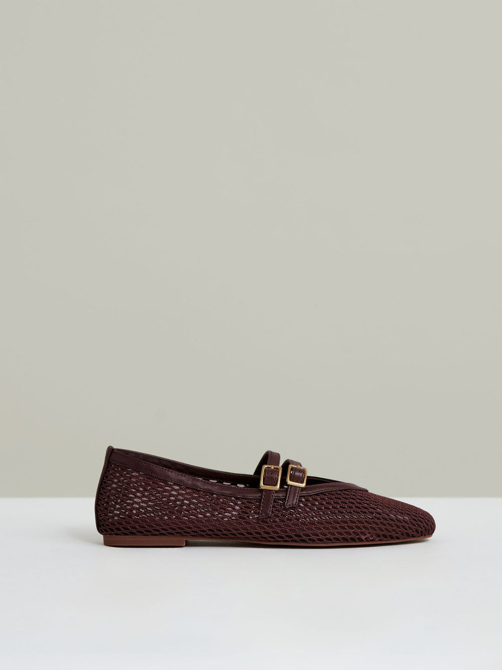 Mesh Double-Strap Ballet Flats Oxblood | Womens