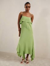 Ruffle-Detail Midi Dress Green | Womens
