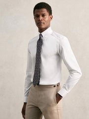 Slim Fit Cotton Pin Collar Shirt White | Mens