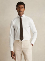 Slim Fit Cotton-Twill Two-Fold Shirt Slim-Fit White | Mens