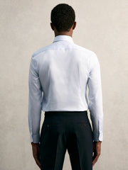 Slim Fit Cotton Pin Collar Shirt Soft Blue | Mens