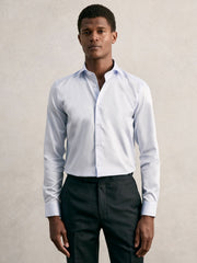 Regular Fit Cotton Sateen Shirt Mid Blue | Mens