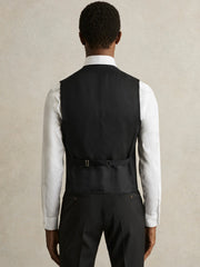 Wool-Blend Slim-Fit Waistcoat Black | Mens