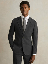 Wool-Blend Single-Breasted Suit Blazer Slim-Fit Grey | Mens
