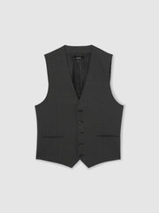 Wool-Blend Slim-Fit Waistcoat Grey | Mens