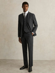 Wool-Blend Slim-Fit Waistcoat Grey | Mens