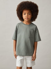9-13 yrs Cotton-Blend Stripe T-Shirt Sage/White | Children