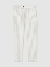 13-14 yrs Cotton Pinstripe Trousers Regular-Fit Off White/Taupe Brown | Children