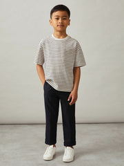 9-13 yrs Cotton-Blend Stripe T-Shirt White/Navy | Children