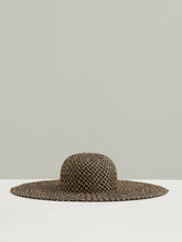 Straw Basket-Weave Sun Hat Black/Natural | Womens