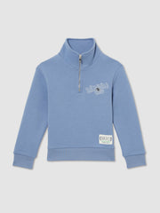 3-9 yrs SmileyWorld Half-Zip Sweatshirt Unisex Fit Blue | Children