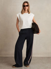 Petite Side-Stripe Wide-Leg Trousers Navy | Womens