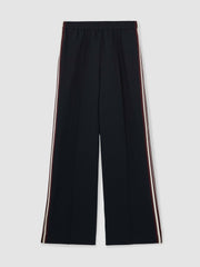 Petite Side-Stripe Wide-Leg Trousers Navy | Womens