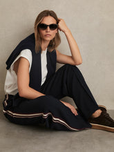 Side-Stripe Wide-Leg Trousers Navy | Womens
