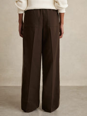 Petite Side-Stripe Wide-Leg Trousers Chocolate Brown | Womens