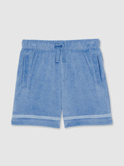 13-14 yrs Towelling Brand-Embroidered Shorts Airforce Blue | Children