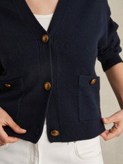 Wool-Cashmere Button Cardigan Navy | Womens
