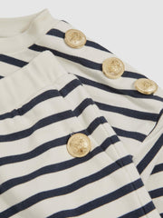 3-9 yrs Stripe Sweatshirt and Shorts Set Cotton-Blend Navy/Ivory | Children