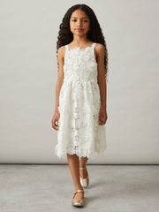9-13 yrs Guipure-Lace Midi Dress Ivory | Children