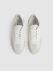 Bonded-Leather Suede Running Trainers White | Mens