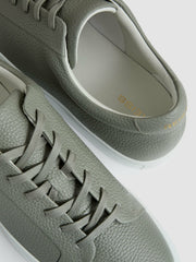 Tumbled-Leather Low-Top Trainers Mint Green | Mens