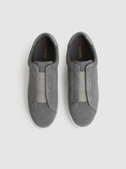 Suede Slip-On Elasticated Trainers Grey | Mens