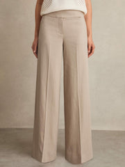 Lyocell-Linen Wide-Leg Trousers Neutral | Womens
