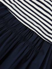 9-13 yrs Cotton Layered Sleeveless Midi Dress Navy | Children