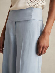 Lyocell-Linen Wide-Leg Trousers Blue | Womens
