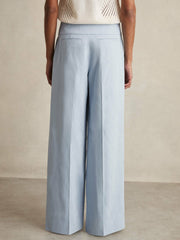 Lyocell-Linen Wide-Leg Trousers Blue | Womens