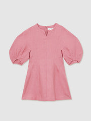 4-9 yrs Linen Balloon-Sleeve Dress Pink | Children
