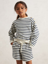 9-13 yrs Stripe Sweatshirt and Shorts Set Cotton-Blend Navy/Ivory | Children