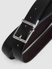 Reversible Leather Belt with Interchangeable Buckle Black/Brown | Mens