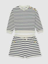 13-14 yrs Stripe Sweatshirt and Shorts Set Cotton-Blend Navy/Ivory | Children