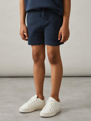 9-13 yrs Cotton Brand-Embroidered Shorts Washed Navy | Children