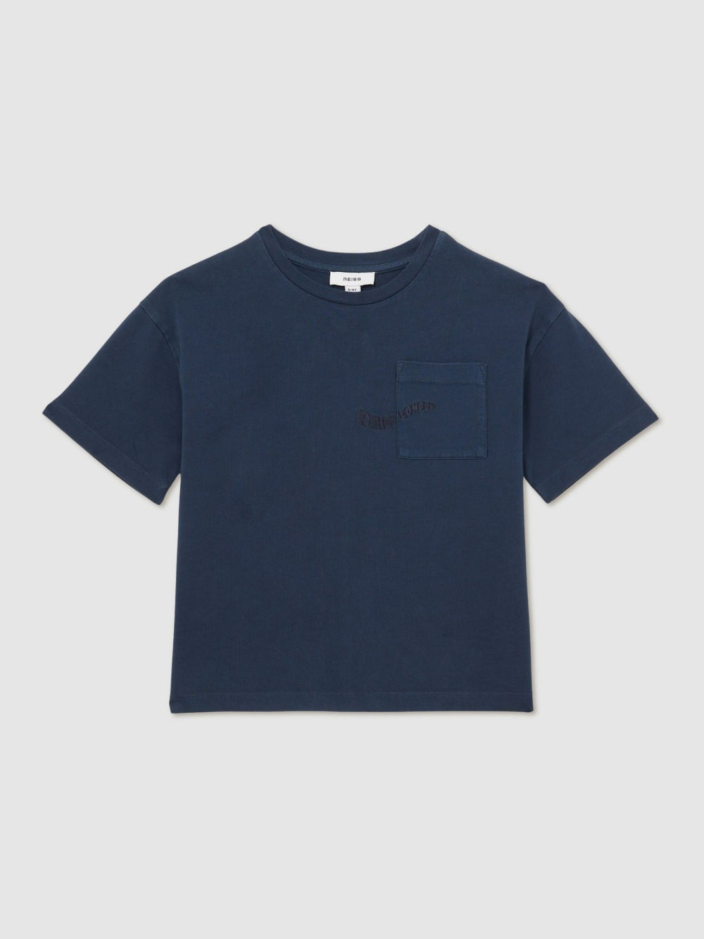 13-14 yrs Cotton Palm-Embroidery Oversize T-Shirt Washed Navy | Children