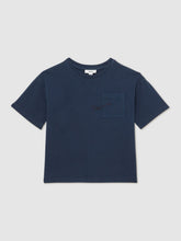 13-14 yrs Cotton Palm-Embroidery Oversize T-Shirt Washed Navy | Children