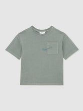 13-14 yrs Cotton Palm-Embroidery Oversize T-Shirt Washed Sage | Children