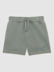 3-9 yrs Cotton Brand-Embroidered Shorts Washed Sage | Children
