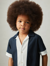9-13 yrs Plissé Colour-Block Shirt Navy/White | Children