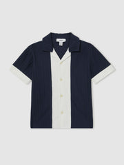 9-13 yrs Plissé Colour-Block Shirt Navy/White | Children