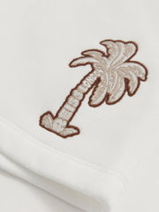 9-13 yrs Cotton Blend Palm Embroidered Shorts Off White | Children