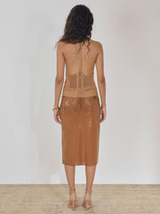 Atelier Laser-Cut Pencil Skirt Tan | Womens