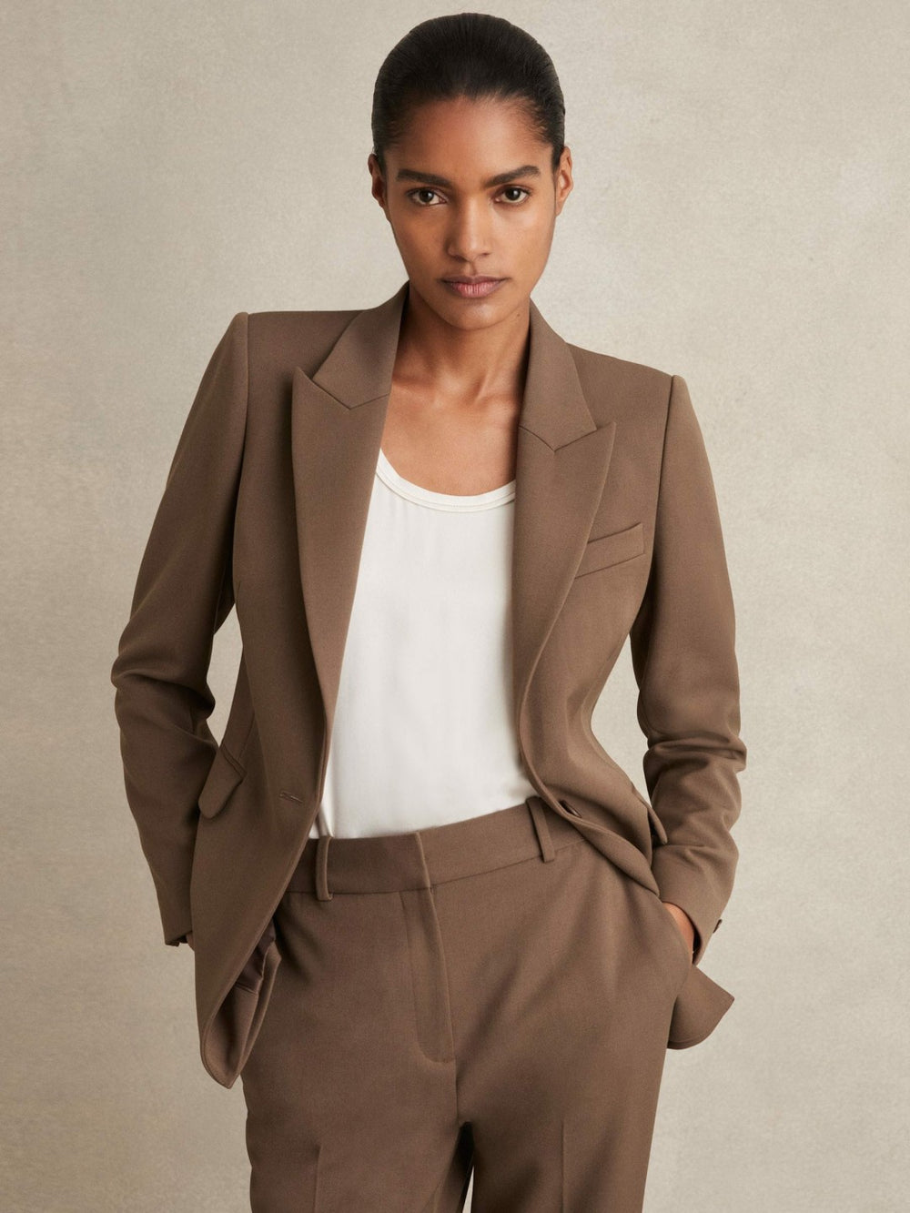 Petite Tailored Single Breasted Suit Blazer Mink Neutral | Womens