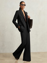 Petite Wool-Blend Wide-Leg Suit Trousers Black | Womens